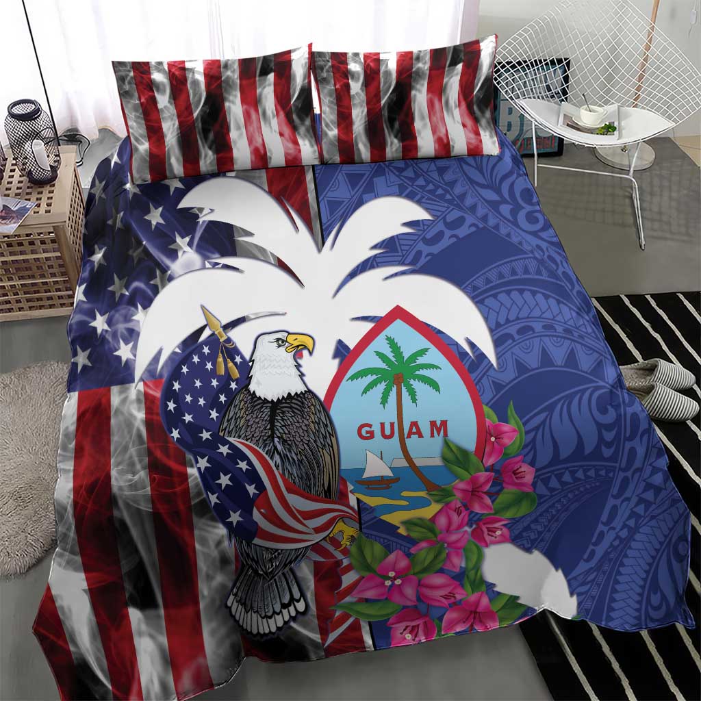 United States Guam Bedding Set USA Eagle Guahan Seal Bougainvillea - Polynesian Pride