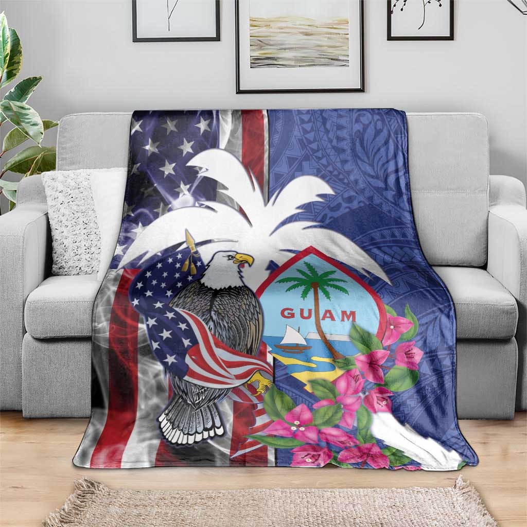 United States Guam Blanket USA Eagle Guahan Seal Bougainvillea - Polynesian Pride