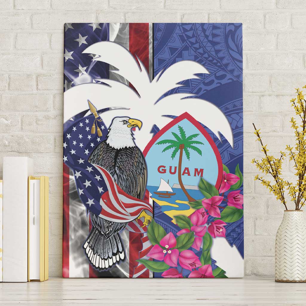 United States Guam Canvas Wall Art USA Eagle Guahan Seal Bougainvillea - Polynesian Pride