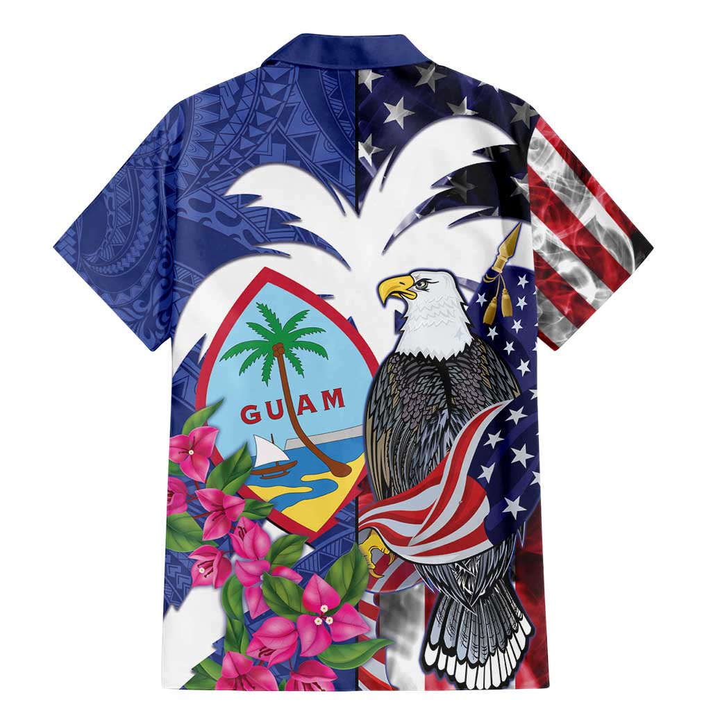 United States Guam Family Matching Mermaid Dress and Hawaiian Shirt USA Eagle Guahan Seal Bougainvillea - Polynesian Pride