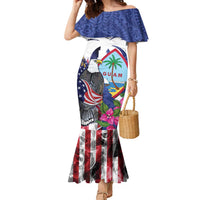 United States Guam Family Matching Mermaid Dress and Hawaiian Shirt USA Eagle Guahan Seal Bougainvillea - Polynesian Pride