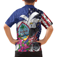 United States Guam Family Matching Puletasi and Hawaiian Shirt USA Eagle Guahan Seal Bougainvillea - Polynesian Pride