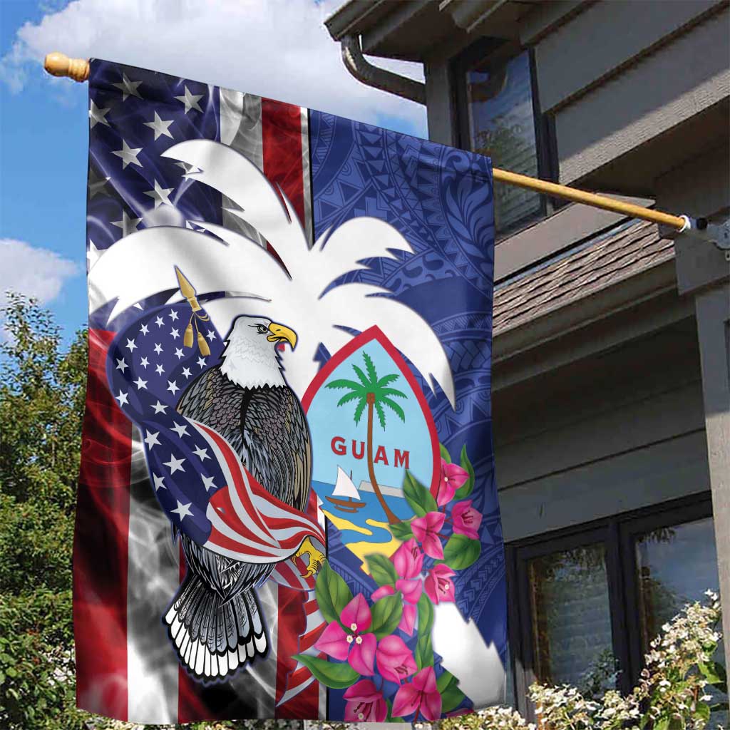 United States Guam Garden Flag USA Eagle Guahan Seal Bougainvillea - Polynesian Pride