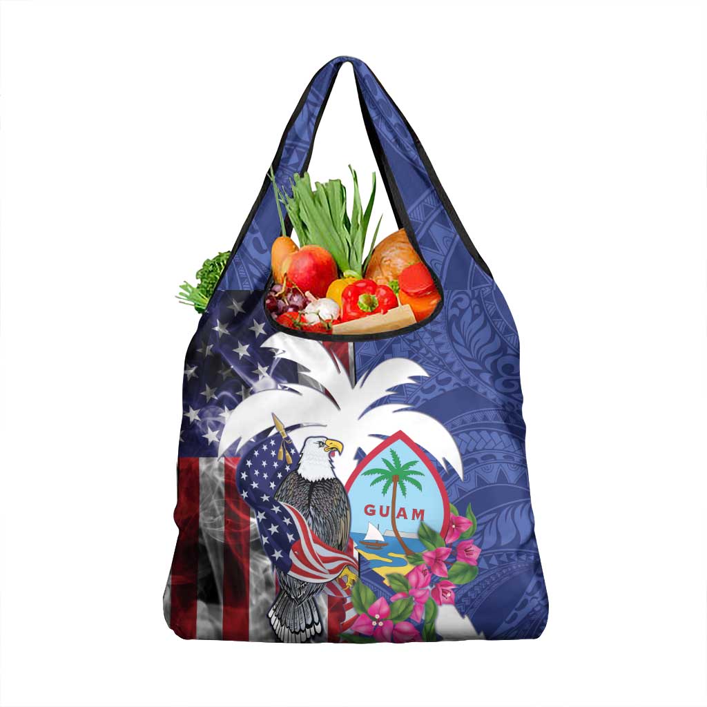 United States Guam Grocery Bag USA Eagle Guahan Seal Bougainvillea LT14 1-pack One Size Blue - Polynesian Pride