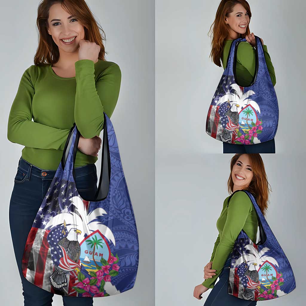 United States Guam Grocery Bag USA Eagle Guahan Seal Bougainvillea - Polynesian Pride
