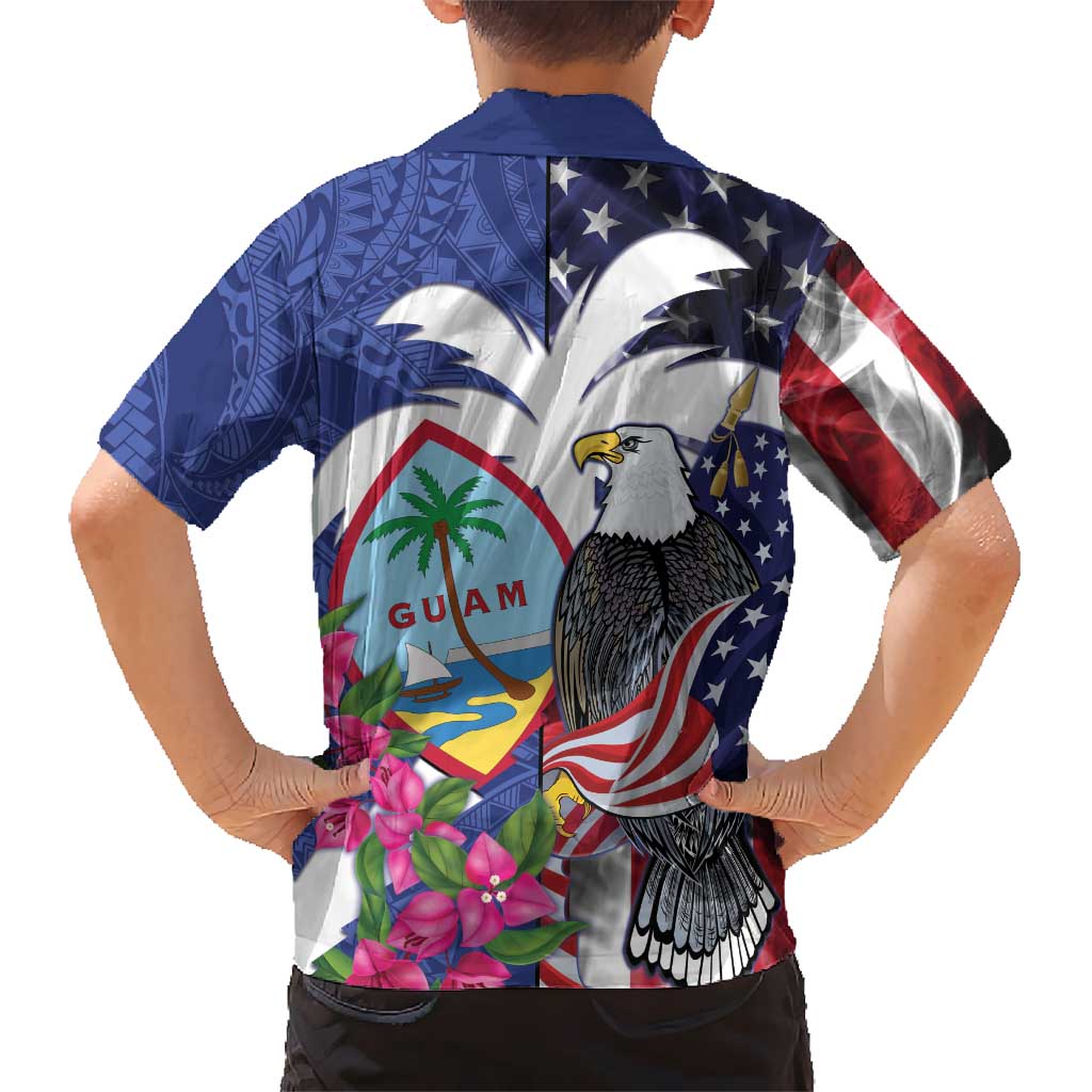 United States Guam Hawaiian Shirt USA Eagle Guahan Seal Bougainvillea - Polynesian Pride