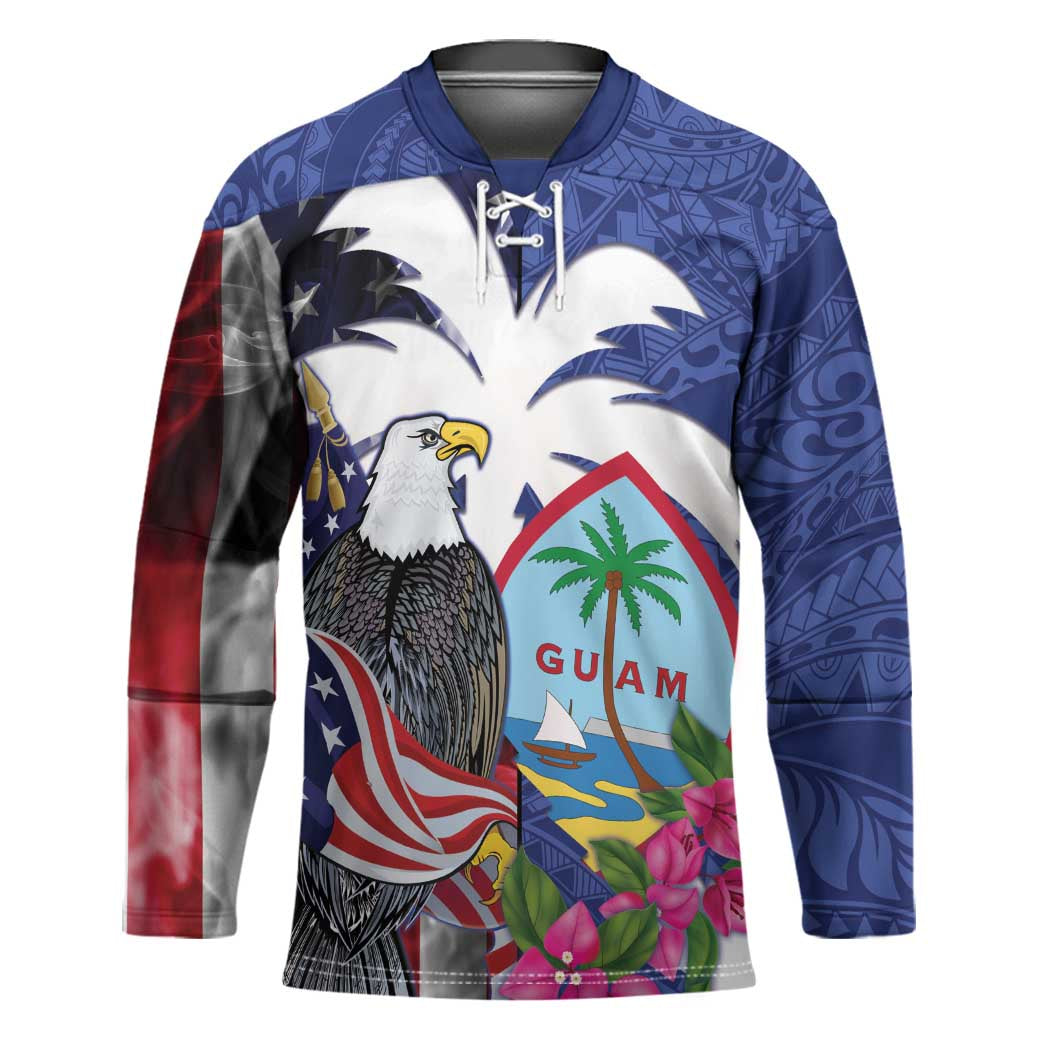 United States Guam Hockey Jersey USA Eagle Guahan Seal Bougainvillea - Polynesian Pride