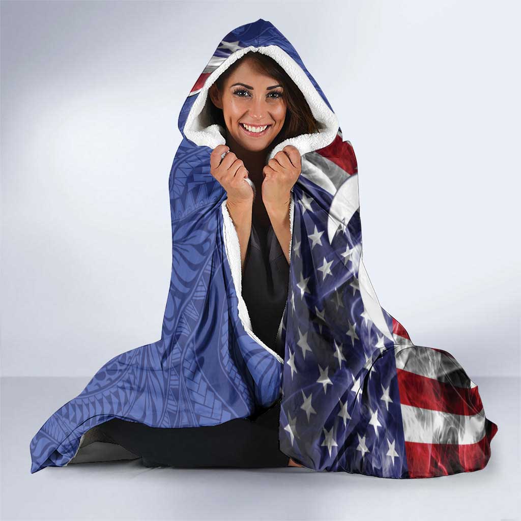 United States Guam Hooded Blanket USA Eagle Guahan Seal Bougainvillea - Polynesian Pride