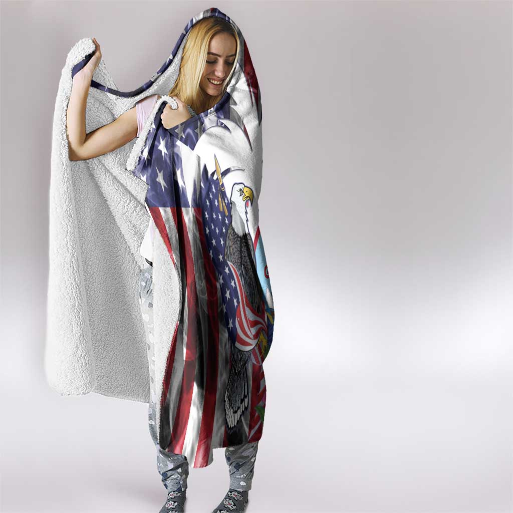 United States Guam Hooded Blanket USA Eagle Guahan Seal Bougainvillea - Polynesian Pride