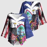 United States Guam Kimono Sleeve Blouse USA Eagle Guahan Seal Bougainvillea LT14 - Polynesian Pride