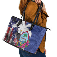 United States Guam Leather Tote Bag USA Eagle Guahan Seal Bougainvillea - Polynesian Pride