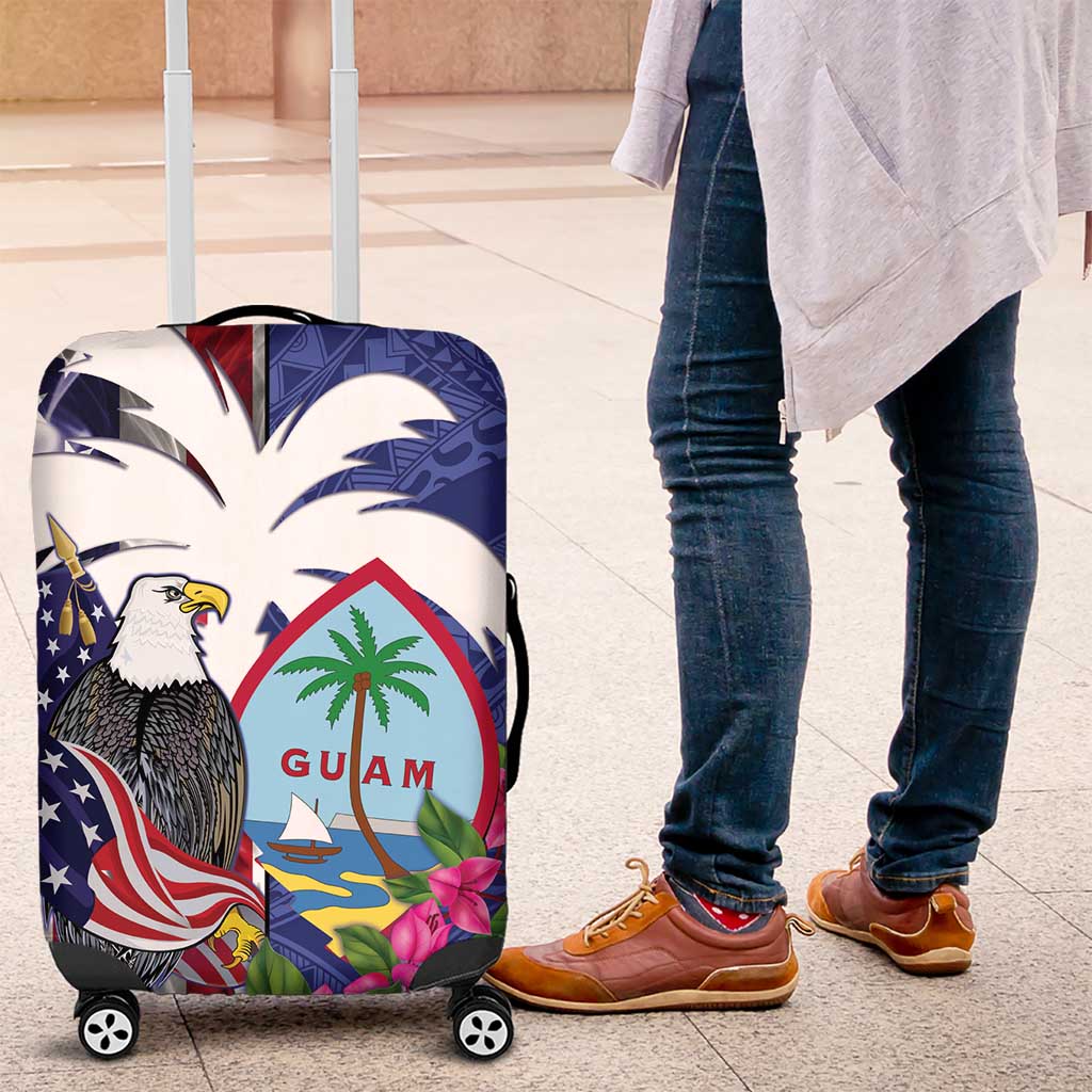 United States Guam Luggage Cover USA Eagle Guahan Seal Bougainvillea - Polynesian Pride
