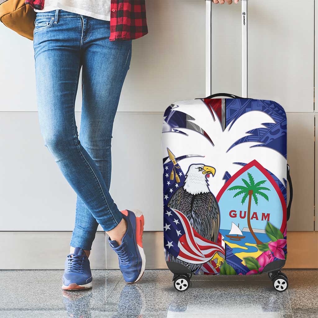 United States Guam Luggage Cover USA Eagle Guahan Seal Bougainvillea - Polynesian Pride