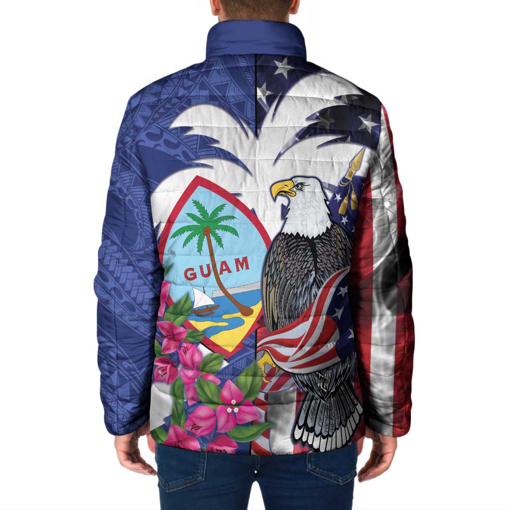 United States Guam Padded Jacket USA Eagle Guahan Seal Bougainvillea - Polynesian Pride