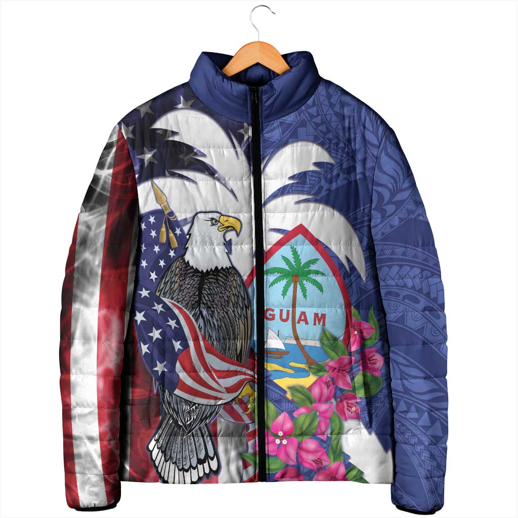 United States Guam Padded Jacket USA Eagle Guahan Seal Bougainvillea - Polynesian Pride