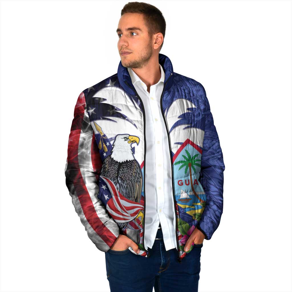 United States Guam Padded Jacket USA Eagle Guahan Seal Bougainvillea - Polynesian Pride