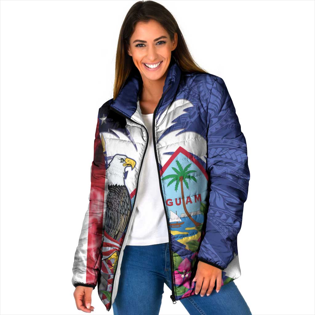 United States Guam Padded Jacket USA Eagle Guahan Seal Bougainvillea - Polynesian Pride