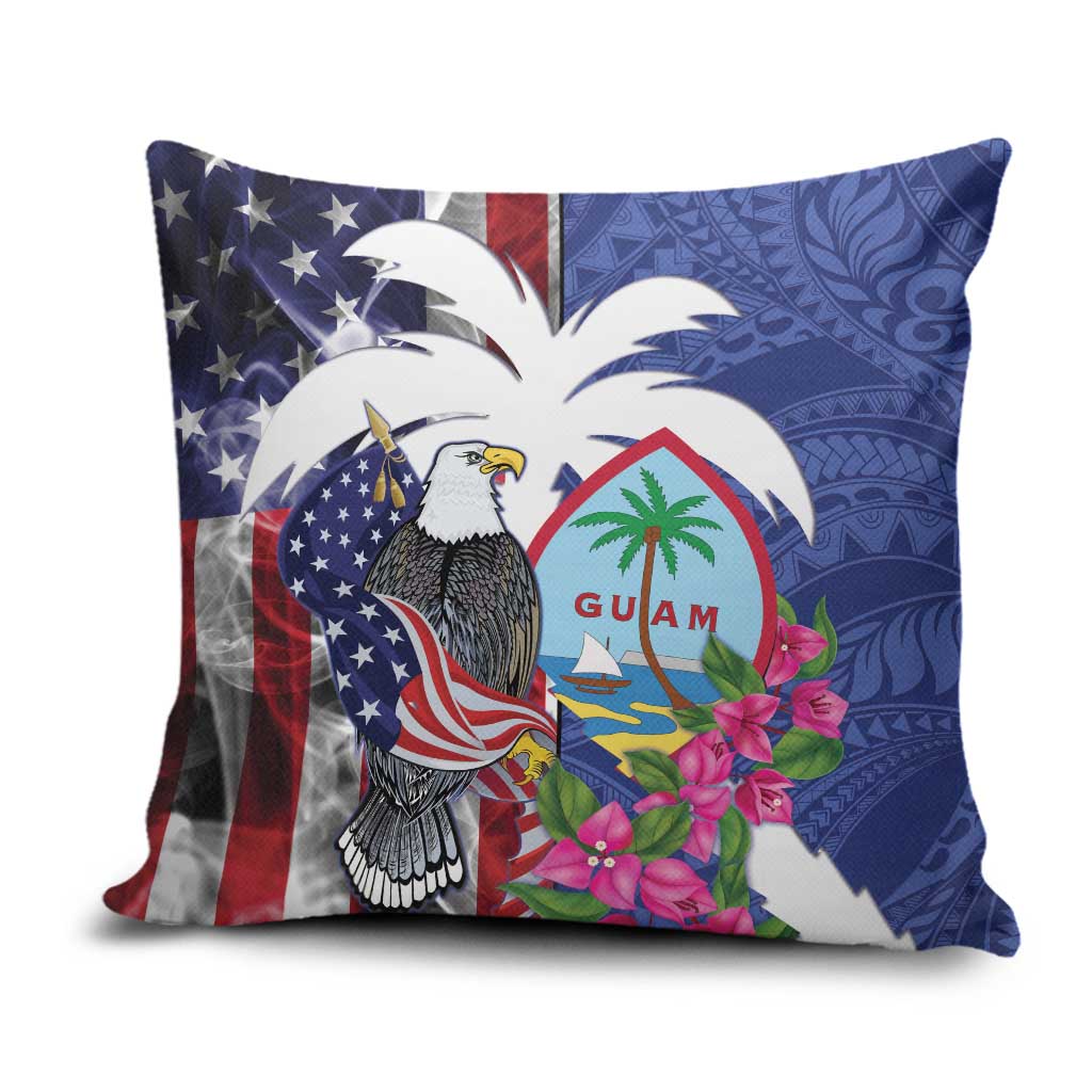 United States Guam Pillow Cover USA Eagle Guahan Seal Bougainvillea - Polynesian Pride