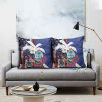 United States Guam Pillow Cover USA Eagle Guahan Seal Bougainvillea - Polynesian Pride