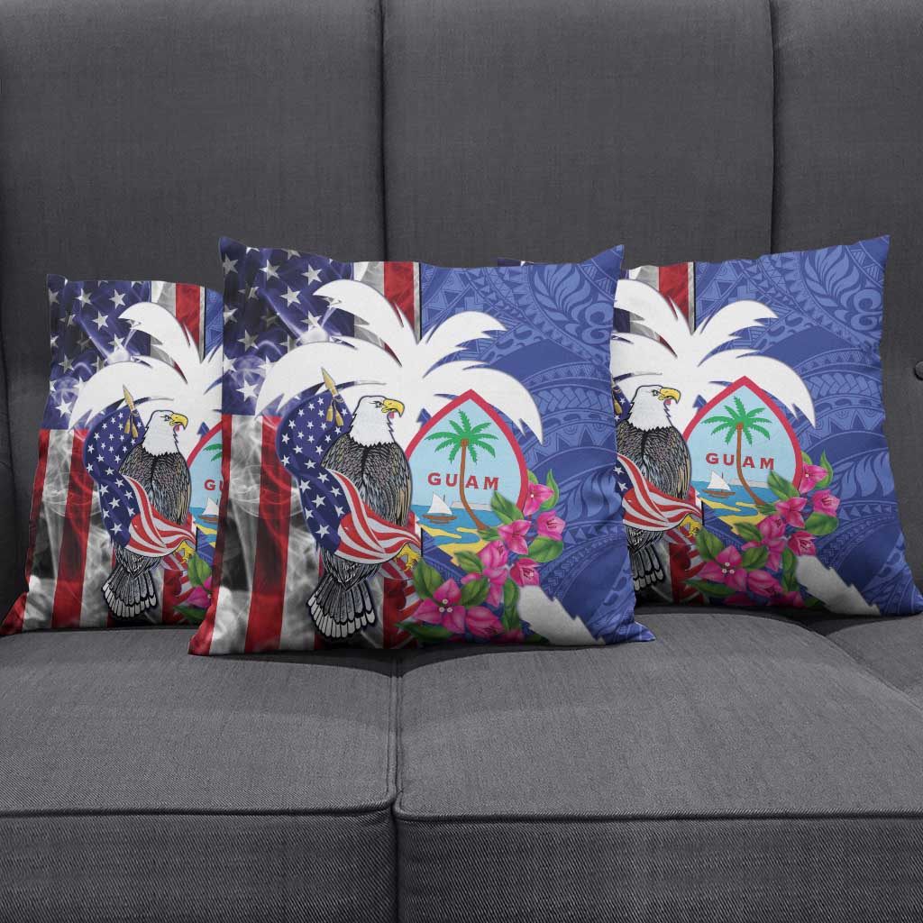 United States Guam Pillow Cover USA Eagle Guahan Seal Bougainvillea - Polynesian Pride