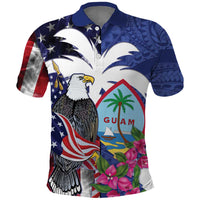United States Guam Polo Shirt USA Eagle Guahan Seal Bougainvillea - Polynesian Pride