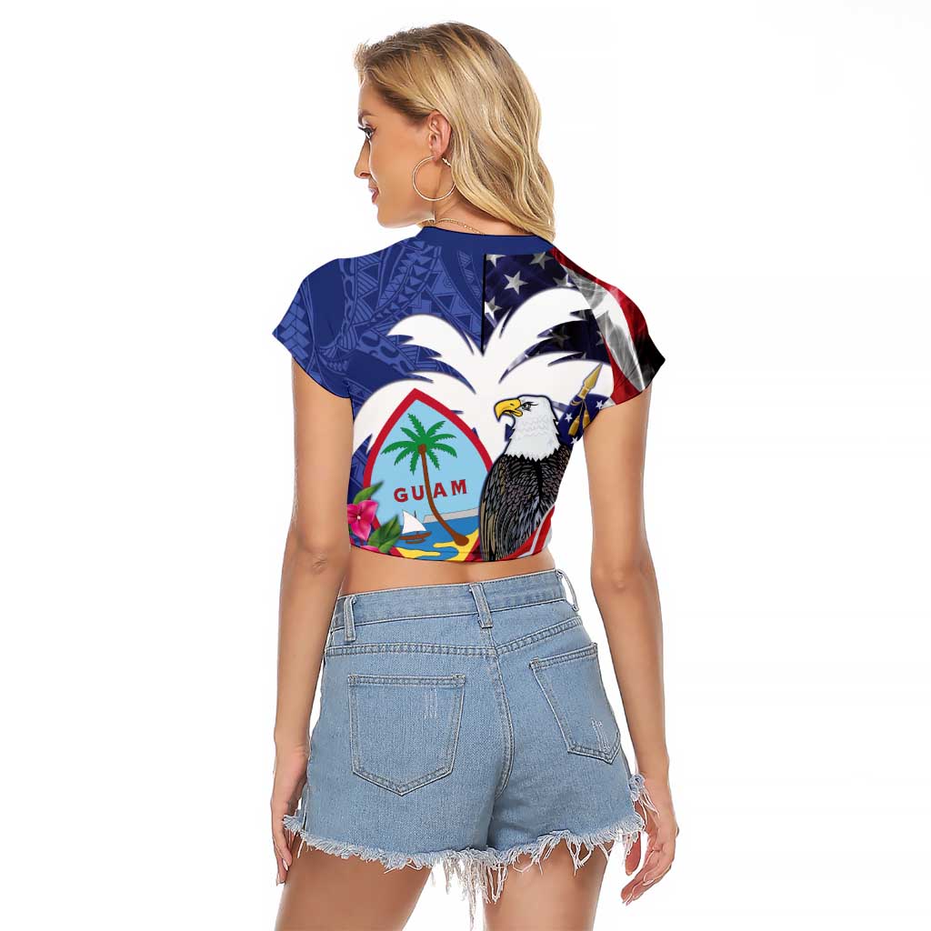 United States Guam Raglan Cropped T Shirt USA Eagle Guahan Seal Bougainvillea - Polynesian Pride