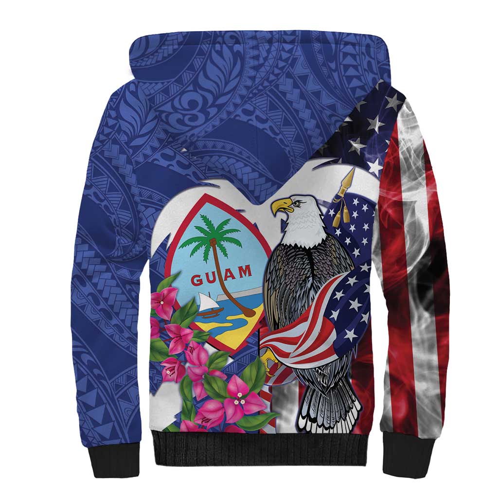 United States Guam Sherpa Hoodie USA Eagle Guahan Seal Bougainvillea - Polynesian Pride