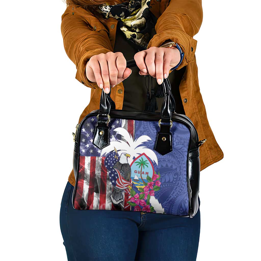 United States Guam Shoulder Handbag USA Eagle Guahan Seal Bougainvillea LT14 One Size Blue - Polynesian Pride