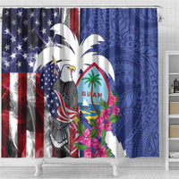 United States Guam Shower Curtain USA Eagle Guahan Seal Bougainvillea - Polynesian Pride