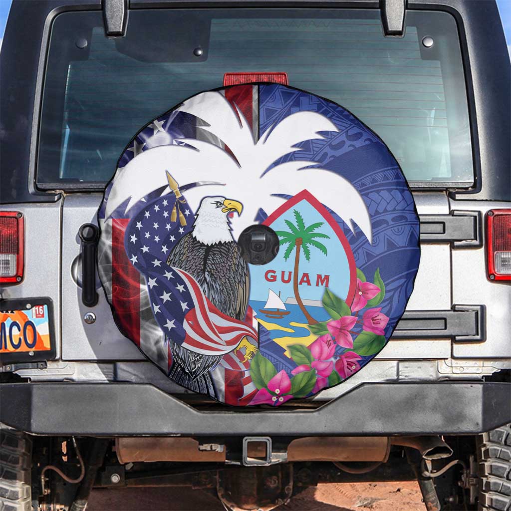 United States Guam Spare Tire Cover USA Eagle Guahan Seal Bougainvillea - Polynesian Pride
