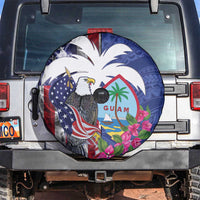 United States Guam Spare Tire Cover USA Eagle Guahan Seal Bougainvillea - Polynesian Pride