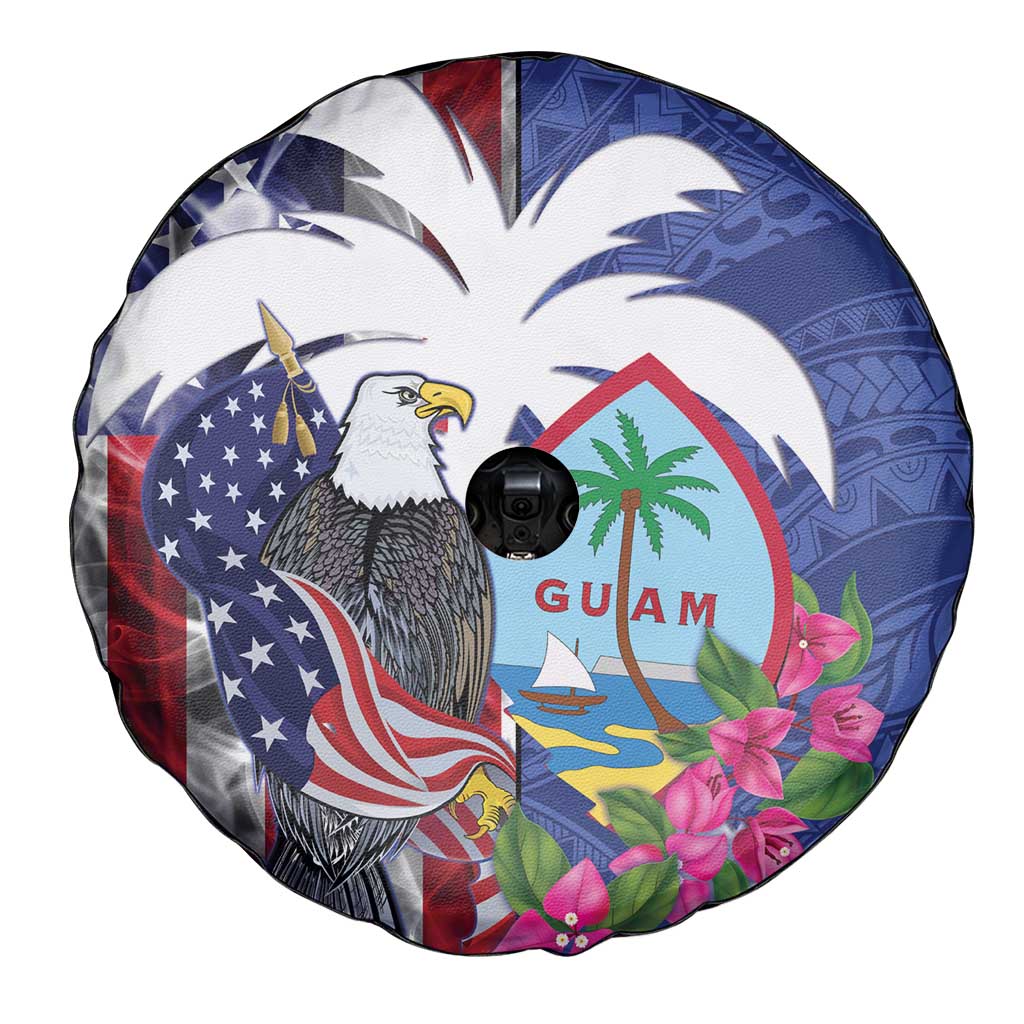 United States Guam Spare Tire Cover USA Eagle Guahan Seal Bougainvillea - Polynesian Pride