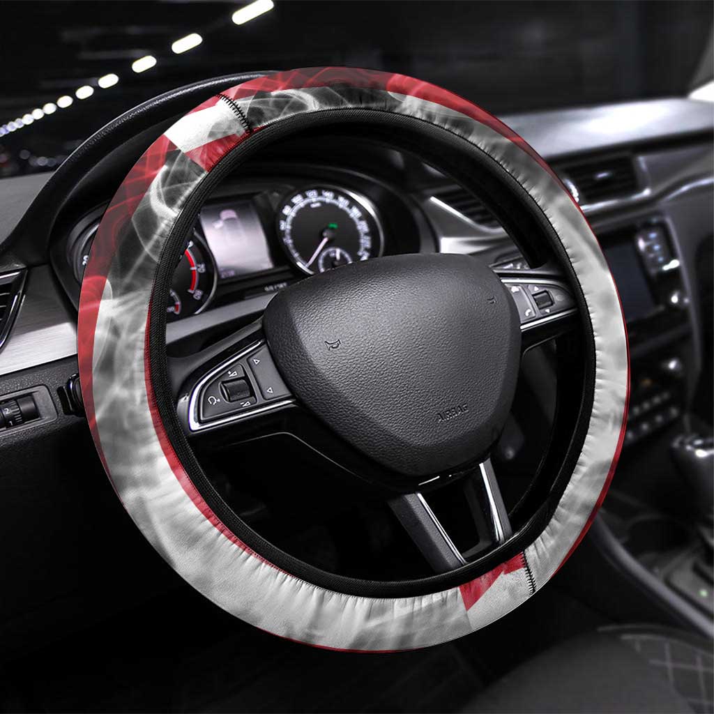 United States Guam Steering Wheel Cover USA Eagle Guahan Seal Bougainvillea LT14 Universal Fit Blue - Polynesian Pride