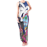 United States Guam Tank Maxi Dress USA Eagle Guahan Seal Bougainvillea - Polynesian Pride