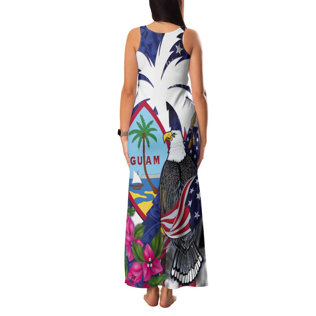 United States Guam Tank Maxi Dress USA Eagle Guahan Seal Bougainvillea - Polynesian Pride