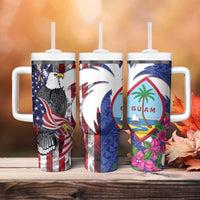 United States Guam Tumbler With Handle USA Eagle Guahan Seal Bougainvillea LT14 - Polynesian Pride