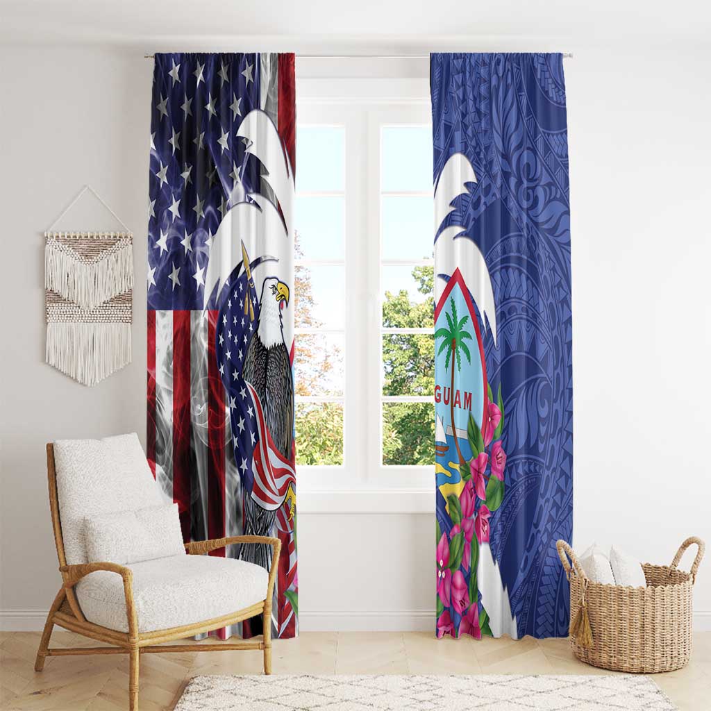 United States Guam Window Curtain USA Eagle Guahan Seal Bougainvillea LT14 - Polynesian Pride