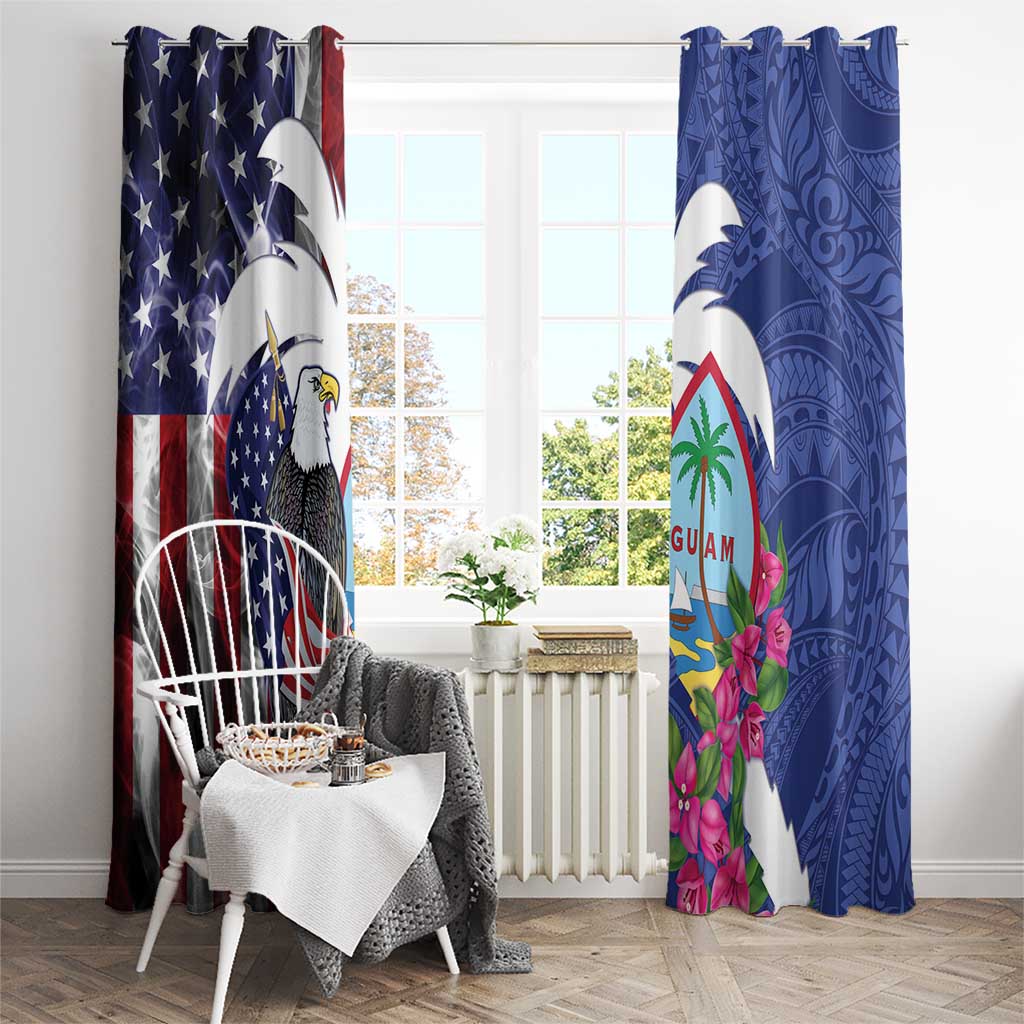 United States Guam Window Curtain USA Eagle Guahan Seal Bougainvillea LT14 - Polynesian Pride