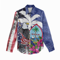 United States Guam Women Casual Shirt USA Eagle Guahan Seal Bougainvillea - Polynesian Pride
