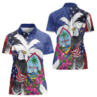 United States Guam Women Polo Shirt USA Eagle Guahan Seal Bougainvillea - Polynesian Pride