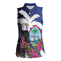 United States Guam Women Sleeveless Polo Shirt USA Eagle Guahan Seal Bougainvillea - Polynesian Pride