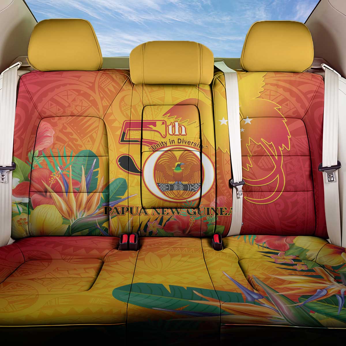 Papua New Guinea Independence Day Back Car Seat Cover 50th Anniversary Unity in Diversity