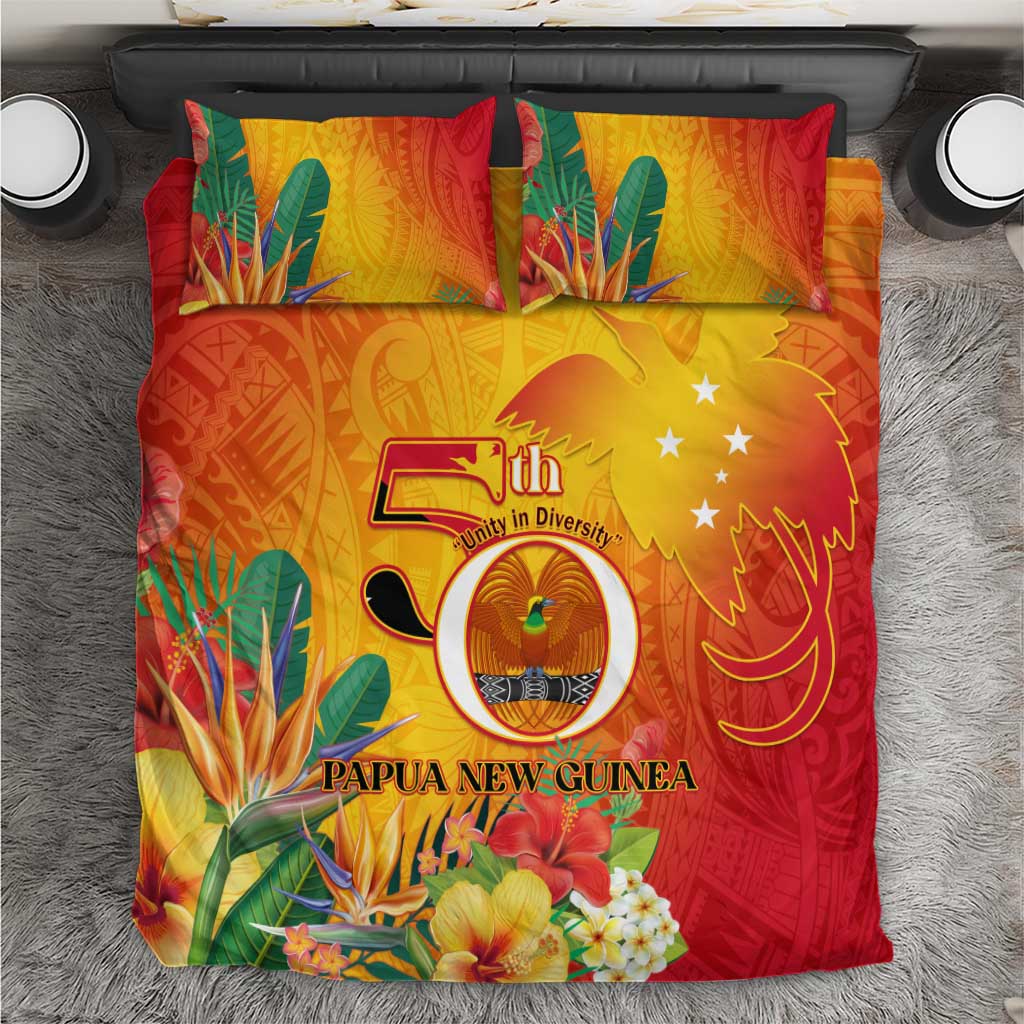 Papua New Guinea Independence Day Bedding Set 50th Anniversary Unity in Diversity LT14 Red - Polynesian Pride