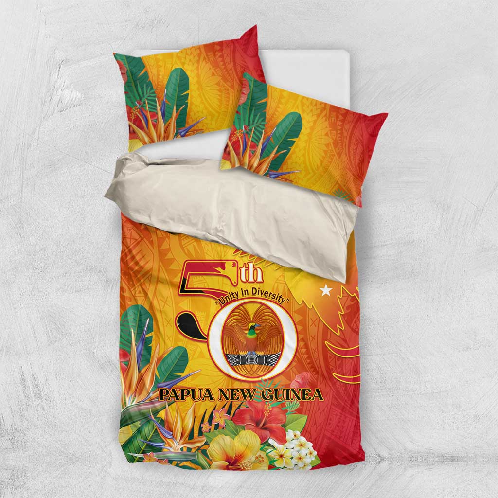 Papua New Guinea Independence Day Bedding Set 50th Anniversary Unity in Diversity