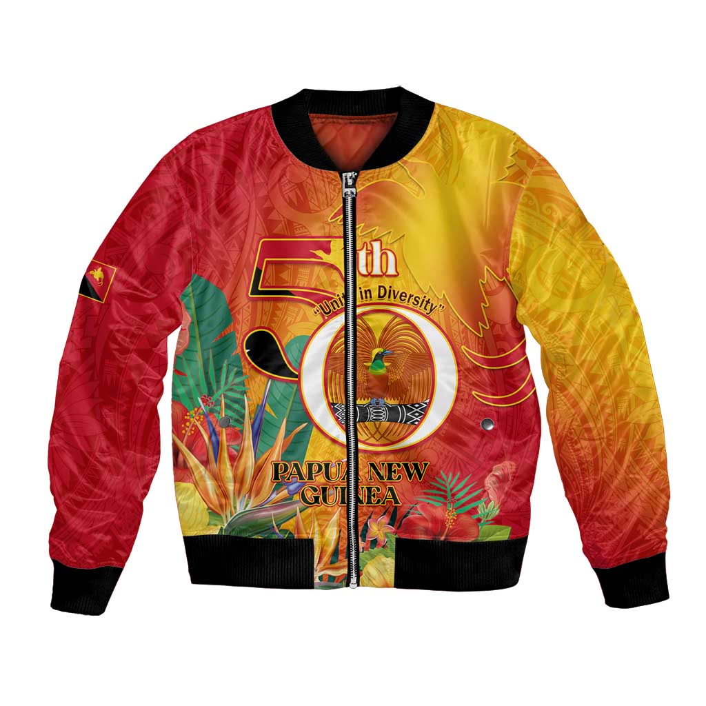 Papua New Guinea Independence Day Bomber Jacket 50th Anniversary Unity in Diversity LT14 Unisex Red - Polynesian Pride