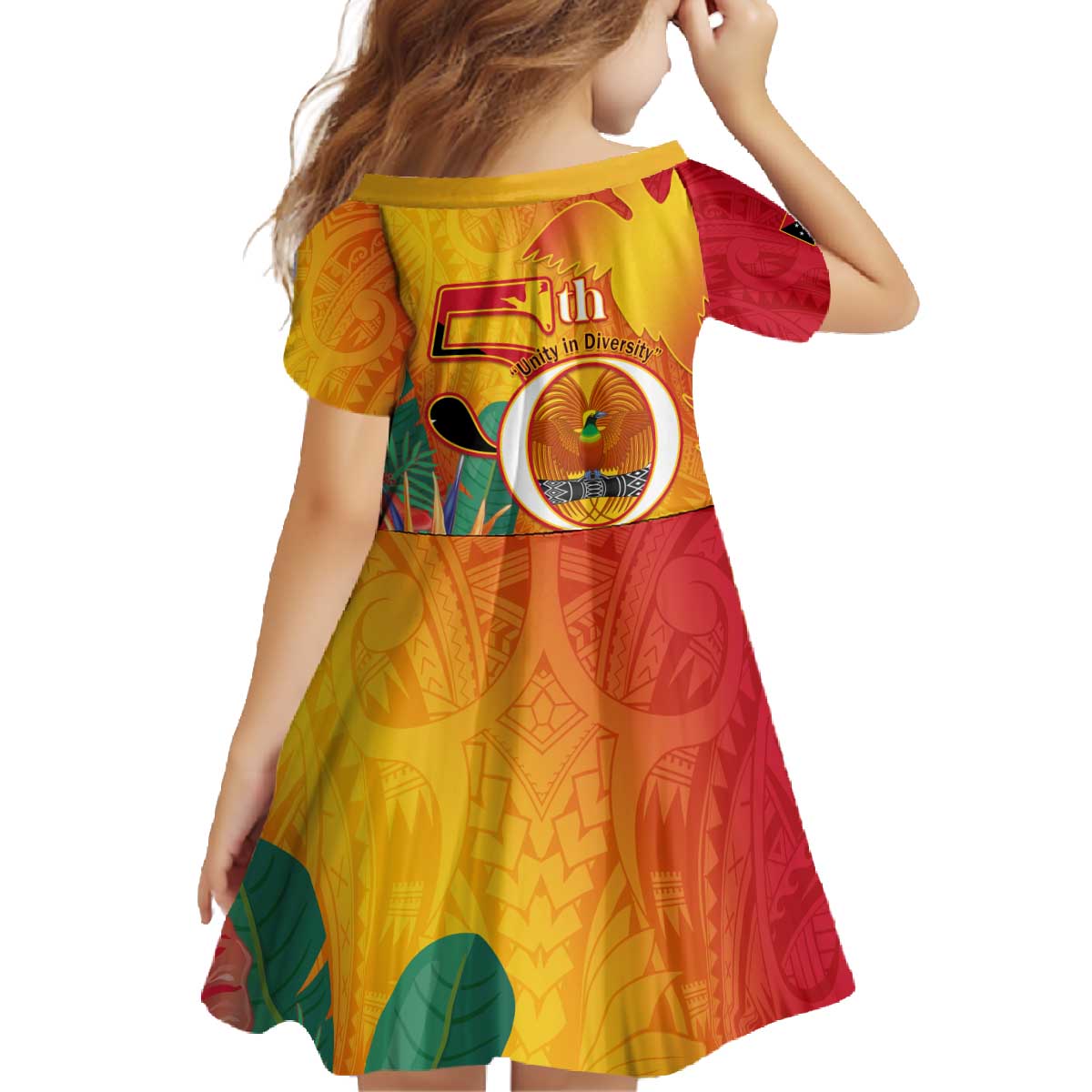 Papua New Guinea Independence Day Family Matching Off The Shoulder Long Sleeve Dress and Hawaiian Shirt 50th Anniversary Unity in Diversity