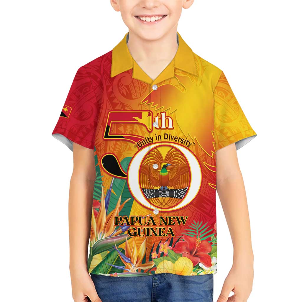 Papua New Guinea Independence Day Kid Hawaiian Shirt 50th Anniversary Unity in Diversity LT14 Kid Red - Polynesian Pride