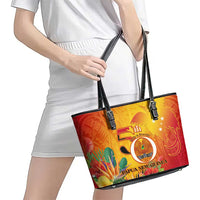 Papua New Guinea Independence Day Leather Tote Bag 50th Anniversary Unity in Diversity