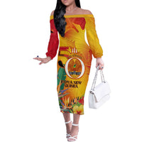 Papua New Guinea Independence Day Off The Shoulder Long Sleeve Dress 50th Anniversary Unity in Diversity