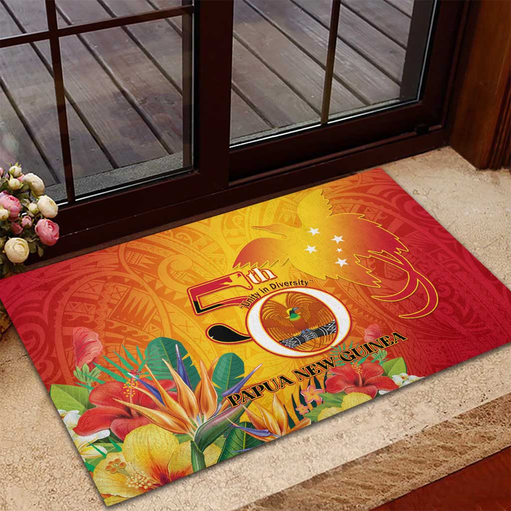 Papua New Guinea Independence Day Rubber Doormat 50th Anniversary Unity in Diversity